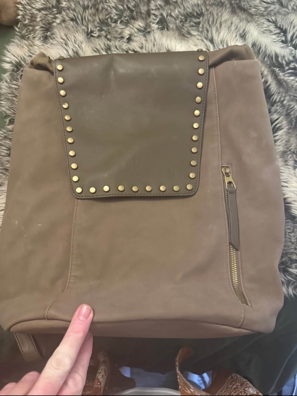 Universal Thread Taupe Backpack with Gold Stud Accents